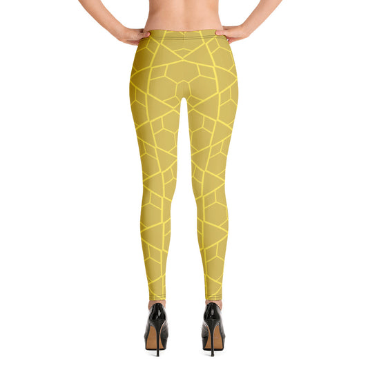 Geometric Yellow Leggings | EMENEVO